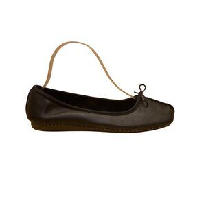 Clarks Women’s Black Leather Bow Detail Slip-On  Artisan Ballet Flats Size 7